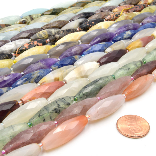 Faceted Tube Beads, 30mm Gemstone Beads