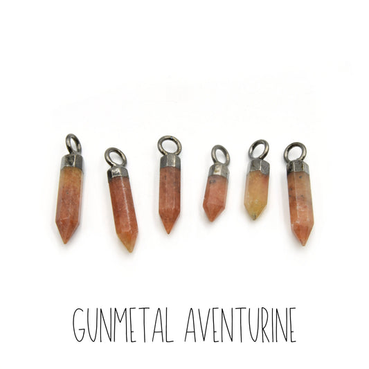 Crystal Point Gemstone Pendant | Electroplated focal charm Pendant | Aventurine Howlite Jasper Lapis Tiger Iron