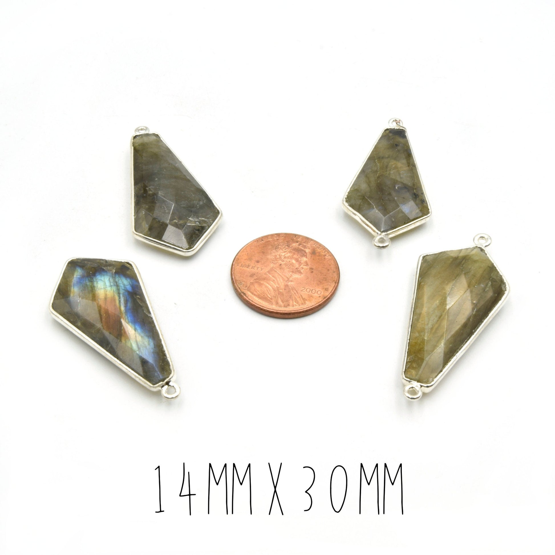 Labradorite Dagger Shaped Bezel Silver Finish | Faceted Pendant/Component Labradorite Focals