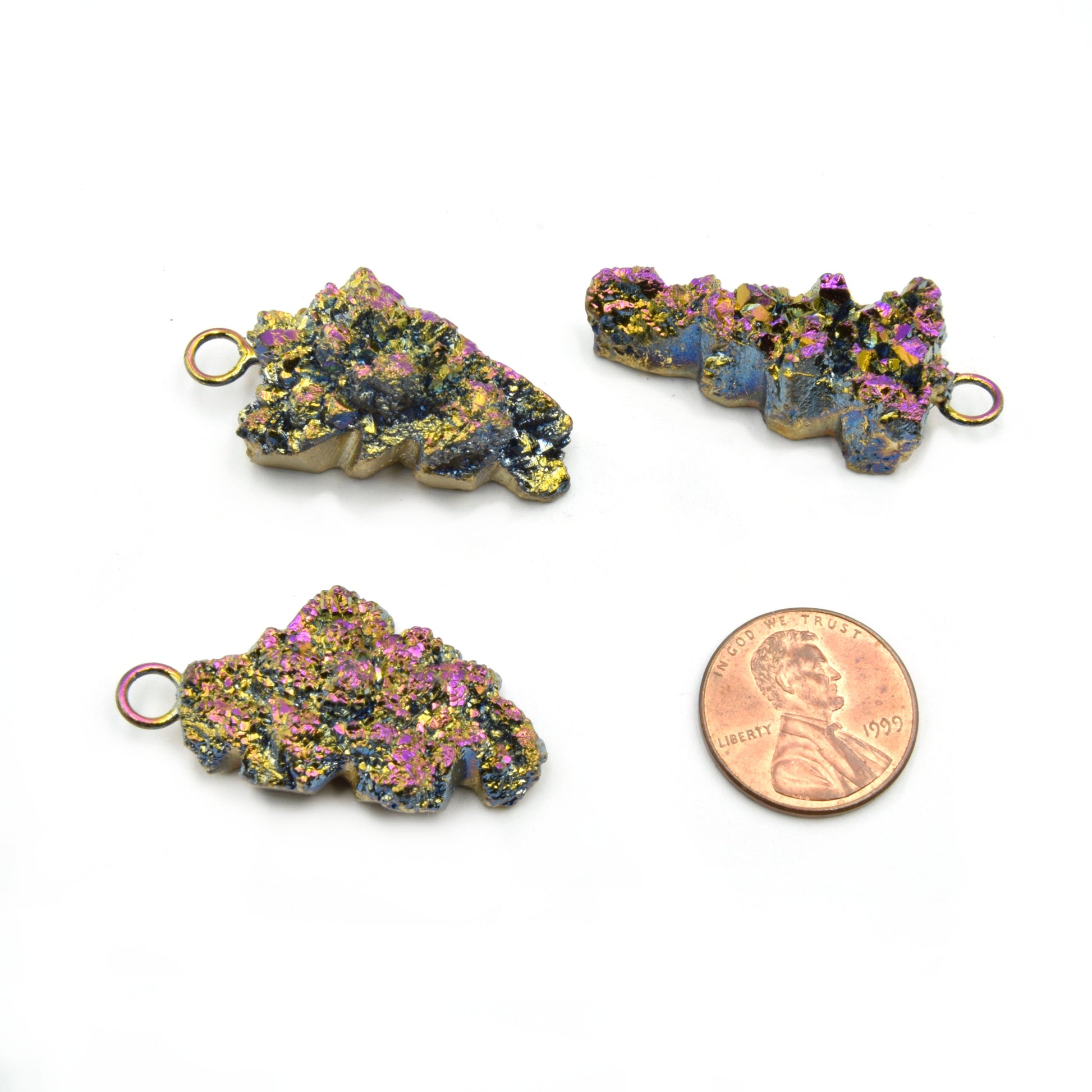 Druzy Pendant | Electroplated Freeform Arrow Shaped | Titanium Druzy Focal Pendant | Necklace Pendant | Jewelry Supplies