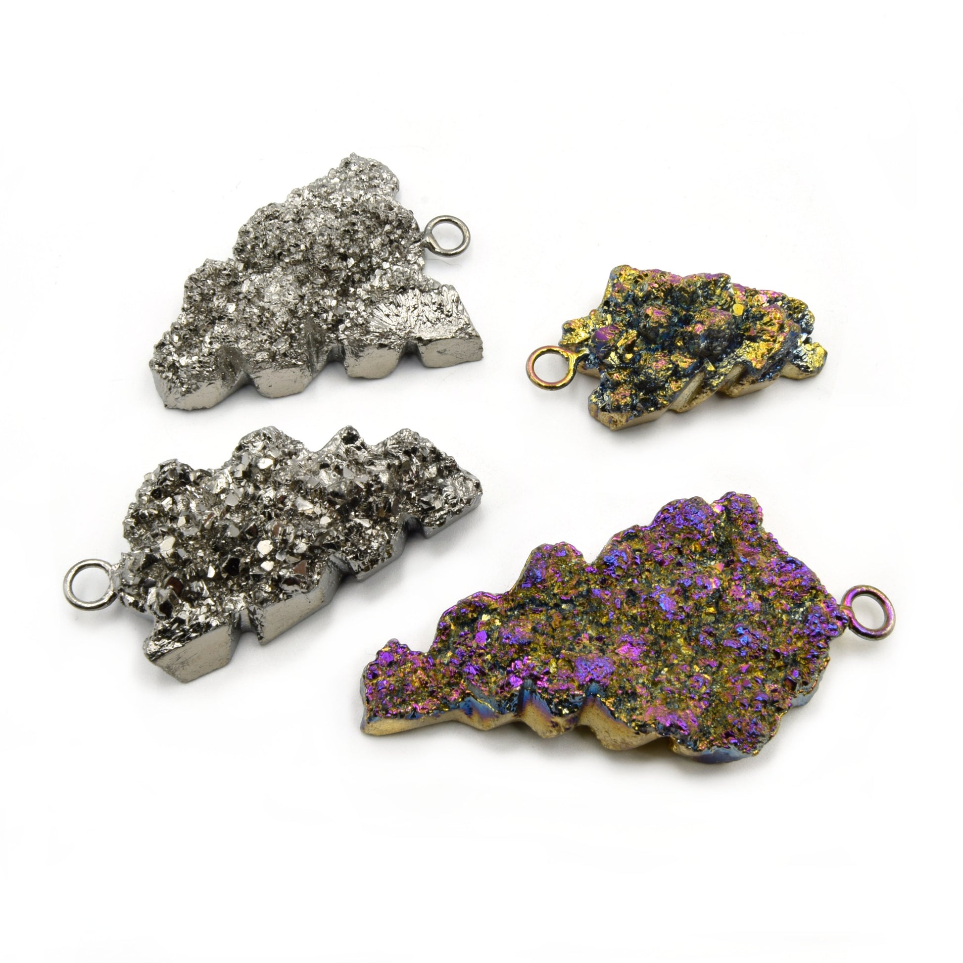 Druzy Pendant | Electroplated Freeform Arrow Shaped | Titanium Druzy Focal Pendant | Necklace Pendant | Jewelry Supplies