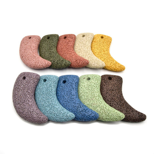 Lava Beads | Tusk Claw Shaped Pendant | Porous Volcanic Lava Stone Pendant (Drilled) | Essential Oil Diffuser Pendant