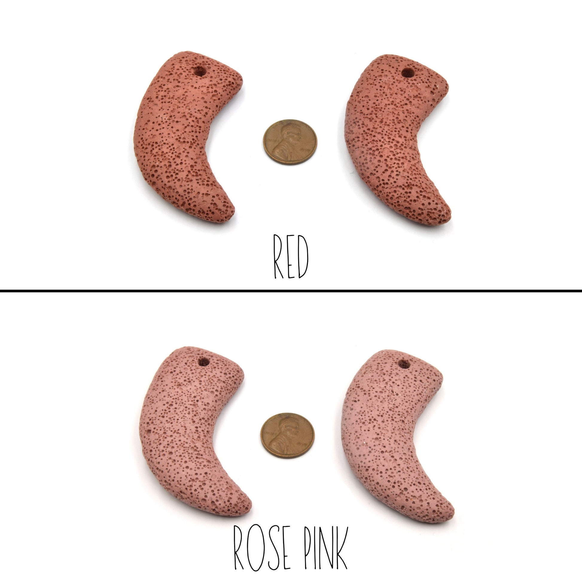 Lava Beads | Tusk Claw Shaped Pendant | Porous Volcanic Lava Stone Pendant (Drilled) | Essential Oil Diffuser Pendant