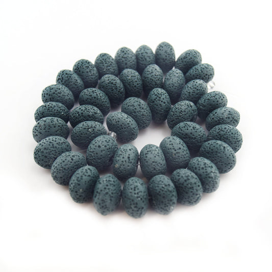Lava Beads | 16mm Rondelle Bead | Essential Oil Diffuser Beads | Gray Beads, Tan Beads, Teal Beads | Diffuser Jewelry
