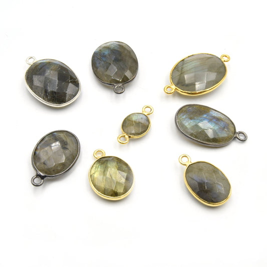Oval Labradorite Bezel | 8mm, 10mm, 12mm, 14mm, 16mm, 18mm, 20mm | Gold, Silver, Gunmetal Labradorite Focals