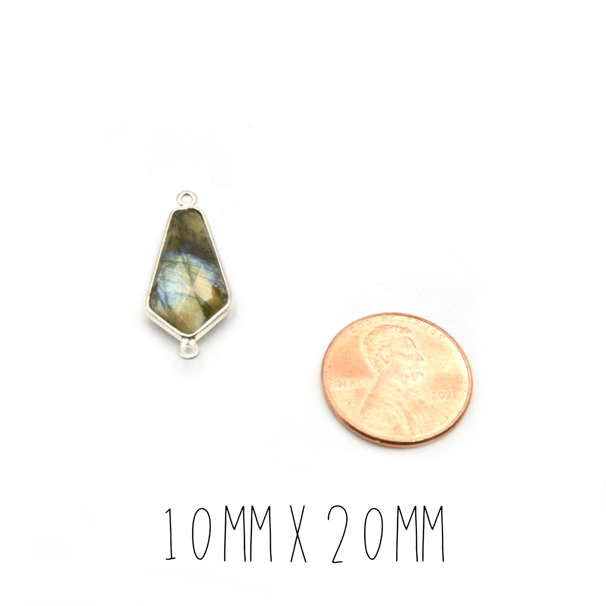 Labradorite Dagger Shaped Bezel Silver Finish | Faceted Pendant/Component Labradorite Focals