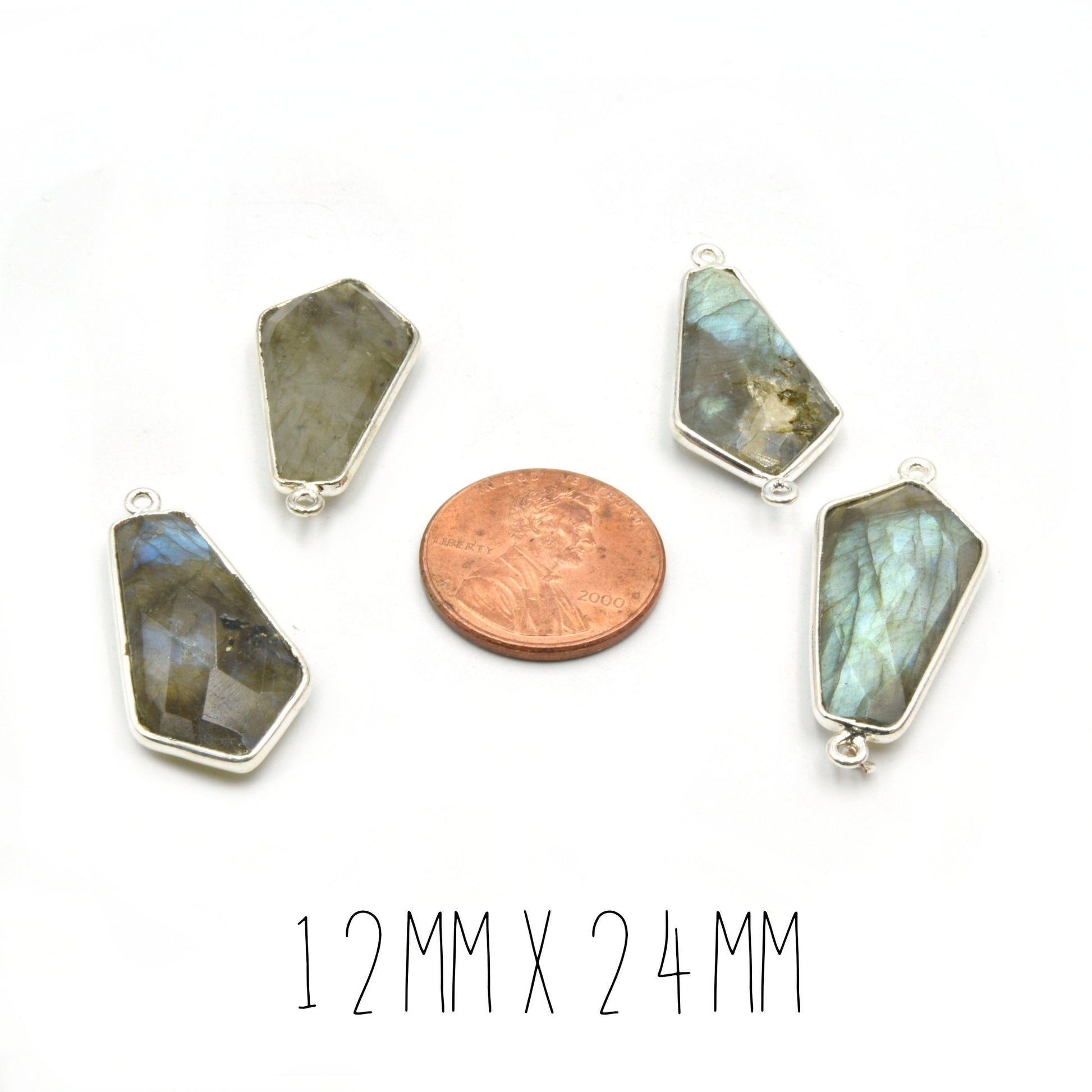 Labradorite Dagger Shaped Bezel Silver Finish | Faceted Pendant/Component Labradorite Focals