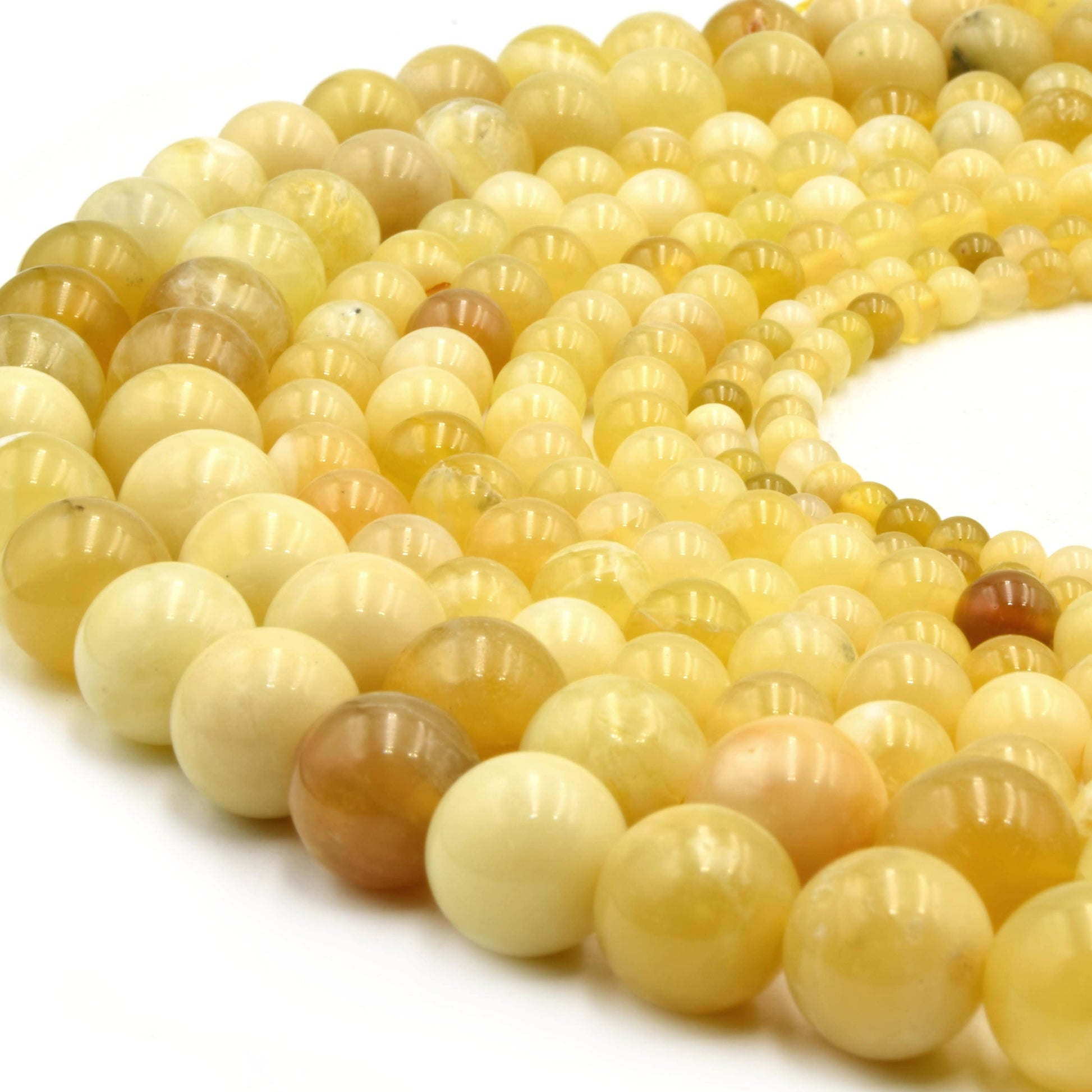 Yellow Opal Beads | Smooth Round Gemstone Beads | 4mm 6mm 8mm 10mm