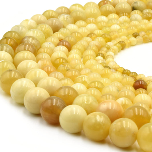 Yellow Opal Beads | Smooth Round Gemstone Beads | 4mm 6mm 8mm 10mm