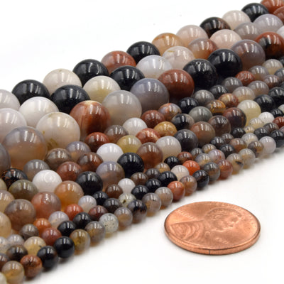 Arizona Petrified Wood Beads | Agate Beads | Smooth Round Natural Gemstone Beads - 4mm 6mm 10mm | Wholesale Beads