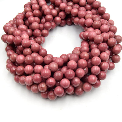 AAA Rhodonite Beads | Smooth Pink Round Natural Gemstone Beads - 4mm 6mm 8mm 10mm