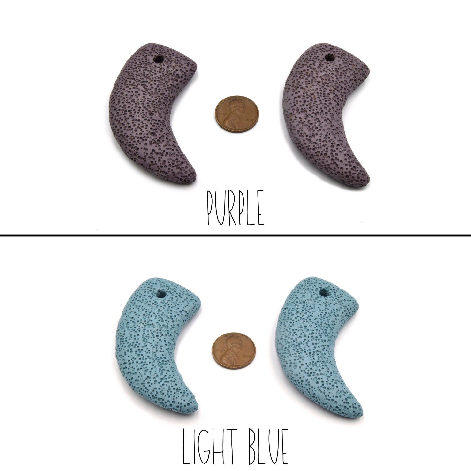 Lava Beads | Tusk Claw Shaped Pendant | Porous Volcanic Lava Stone Pendant (Drilled) | Essential Oil Diffuser Pendant