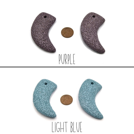 Lava Beads | Tusk Claw Shaped Pendant | Porous Volcanic Lava Stone Pendant (Drilled) | Essential Oil Diffuser Pendant