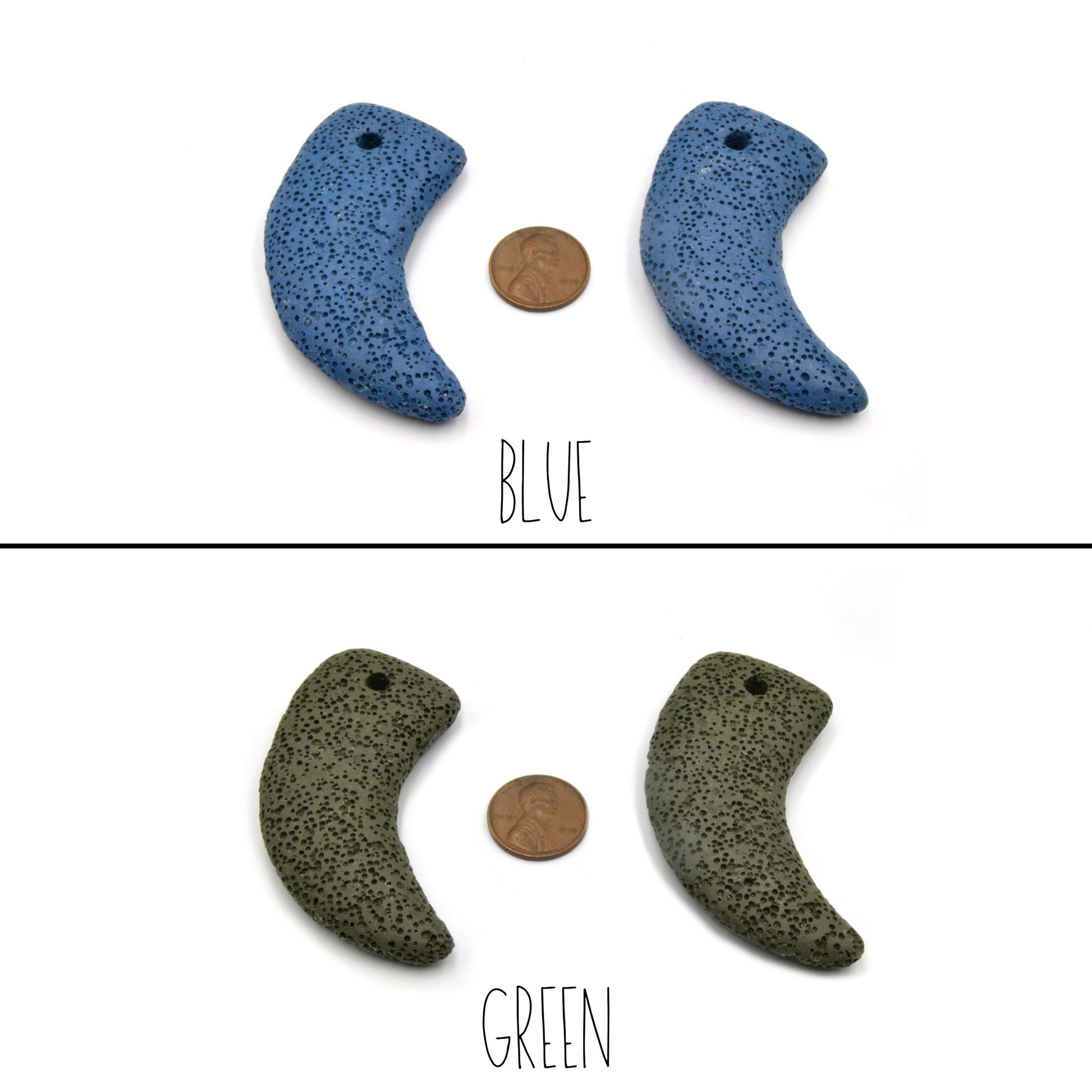 Lava Beads | Tusk Claw Shaped Pendant | Porous Volcanic Lava Stone Pendant (Drilled) | Essential Oil Diffuser Pendant