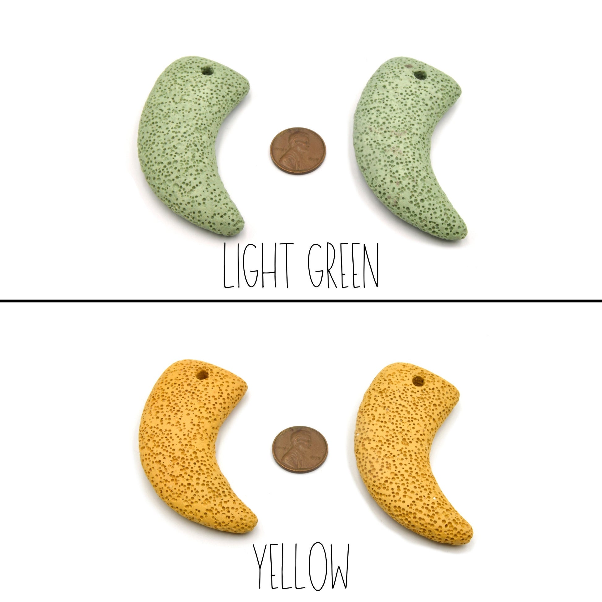 Lava Beads | Tusk Claw Shaped Pendant | Porous Volcanic Lava Stone Pendant (Drilled) | Essential Oil Diffuser Pendant