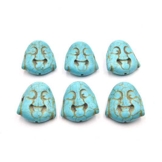 Buddha Beads | Howlite Beads | Pack of 6 | Buddha Head Shaped Beads