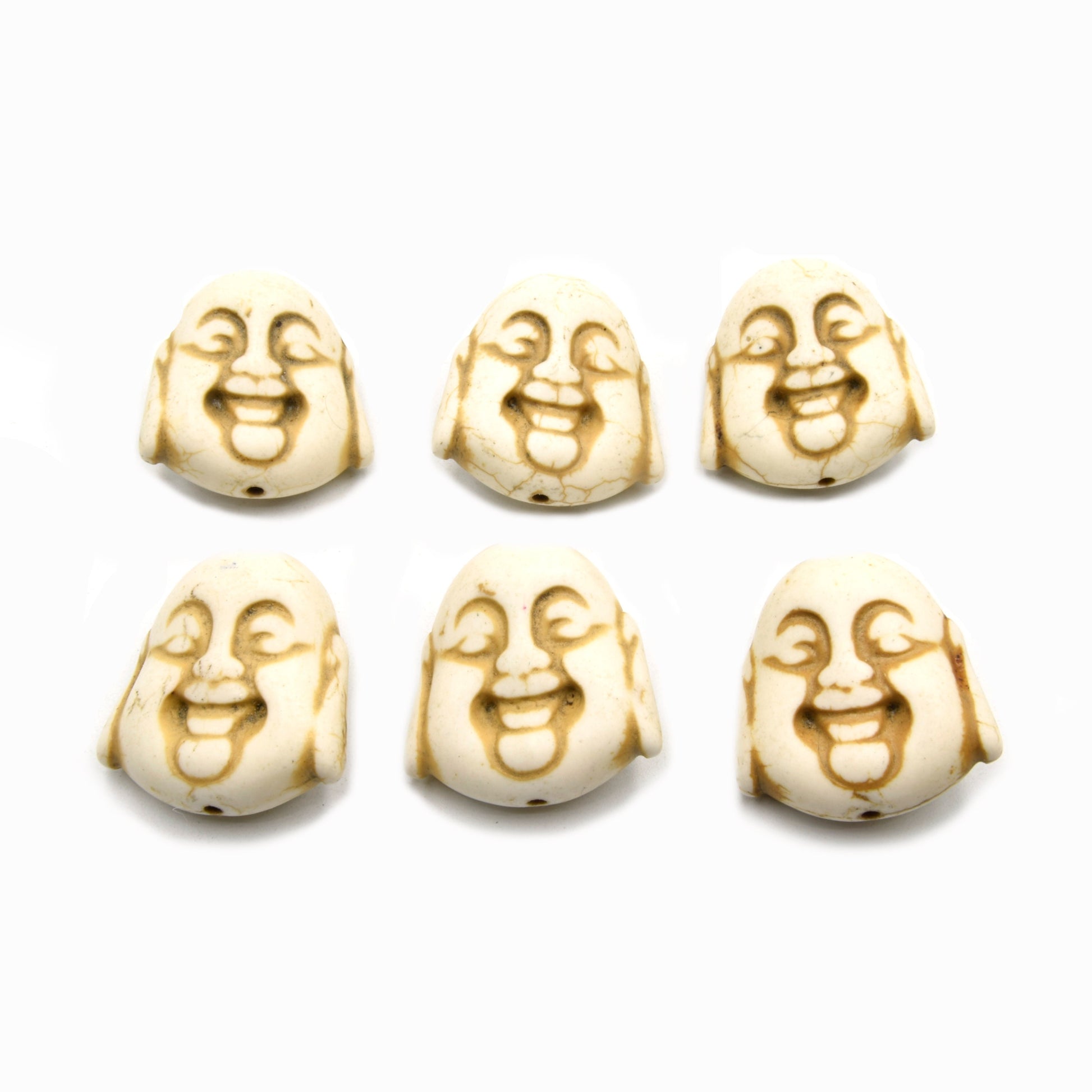 Buddha Beads | Howlite Beads | Pack of 6 | Buddha Head Shaped Beads