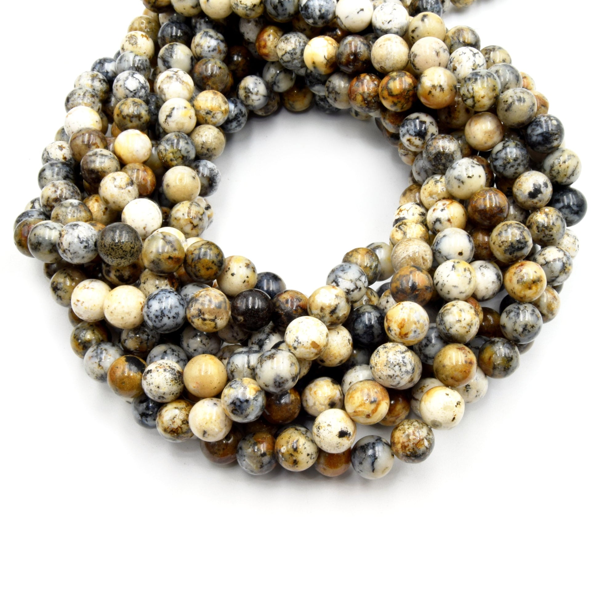 Dendritic Opal Beads | Smooth Round Beads | 4mm 6mm 8mm 10mm | Wholesale Beads and Jewelry Supplies
