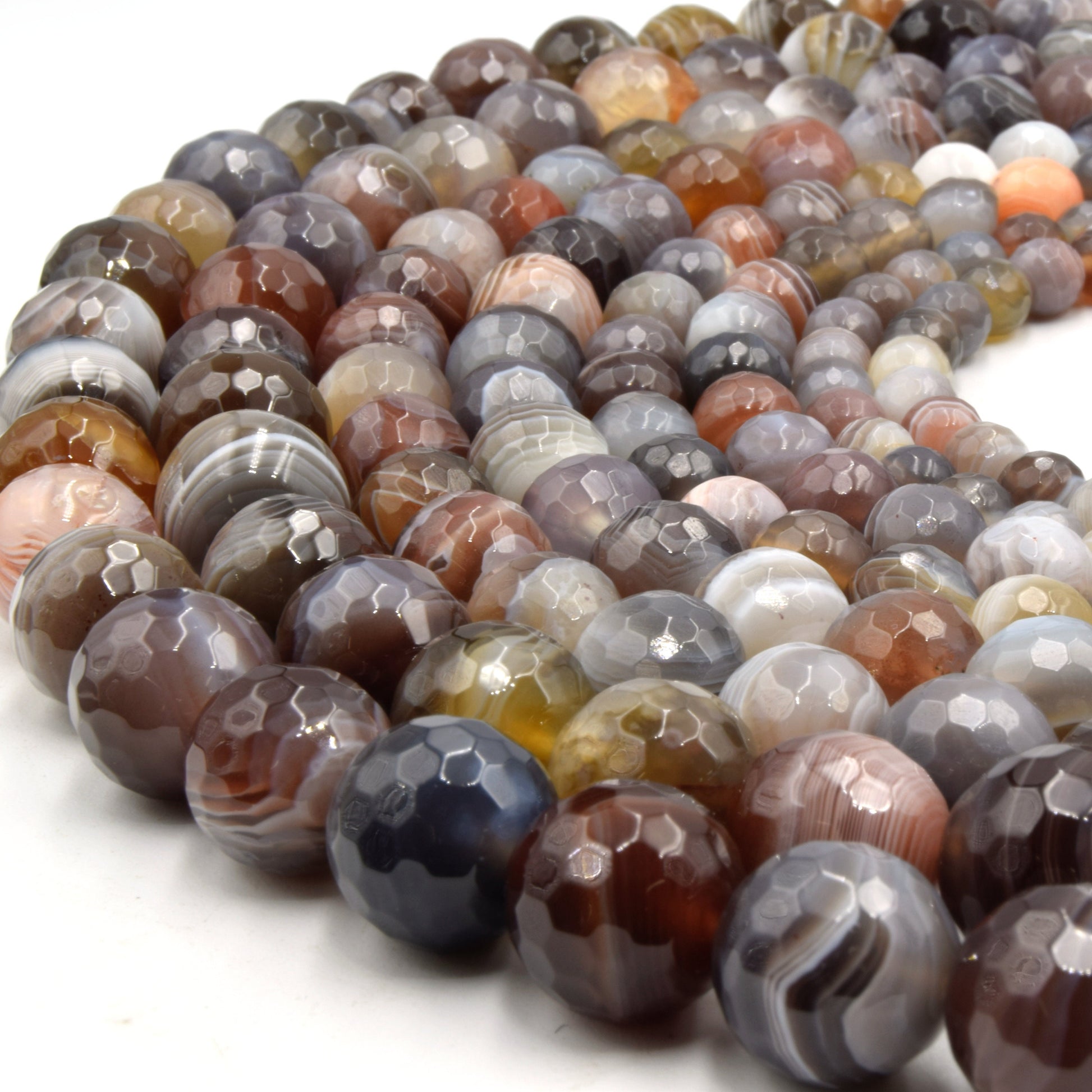 Botswana Agate Beads | Faceted Round Loose Gemstone Beads | Natural Agate Beads | 4mm, 6mm, 8mm, 10mm, 12mm