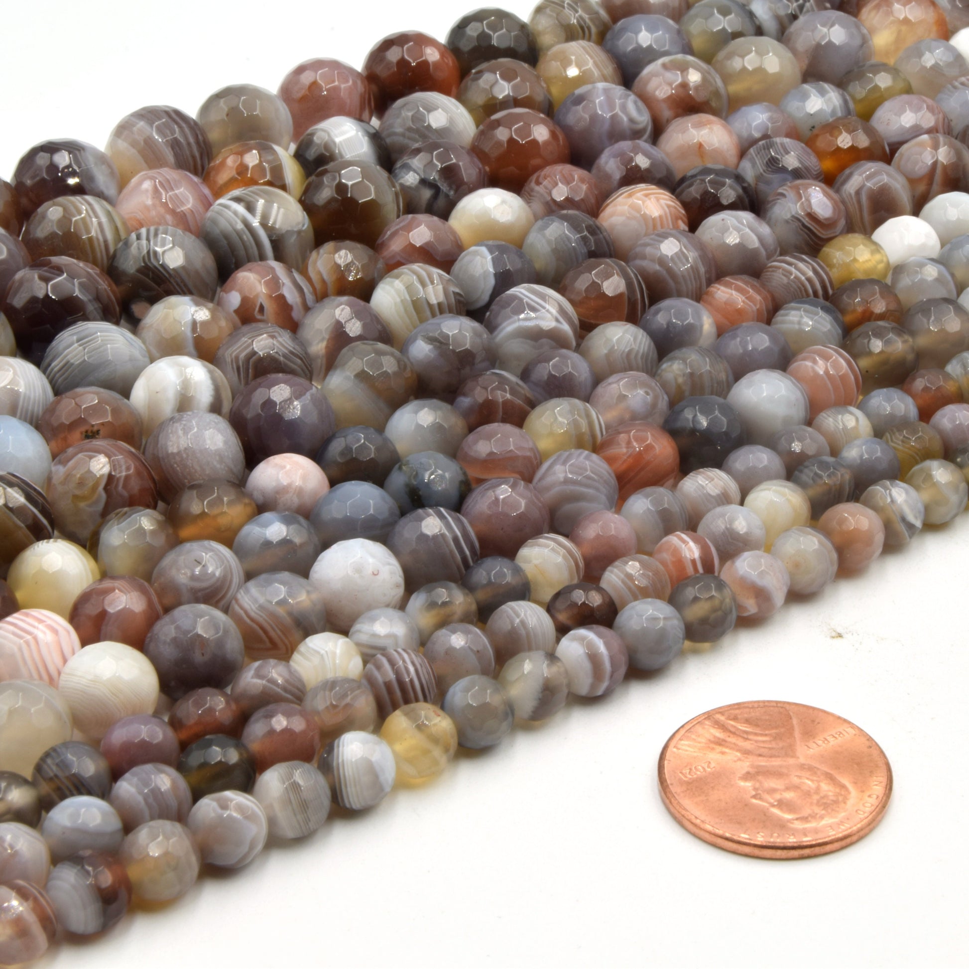 Botswana Agate Beads | Faceted Round Loose Gemstone Beads | Natural Agate Beads | 4mm, 6mm, 8mm, 10mm, 12mm
