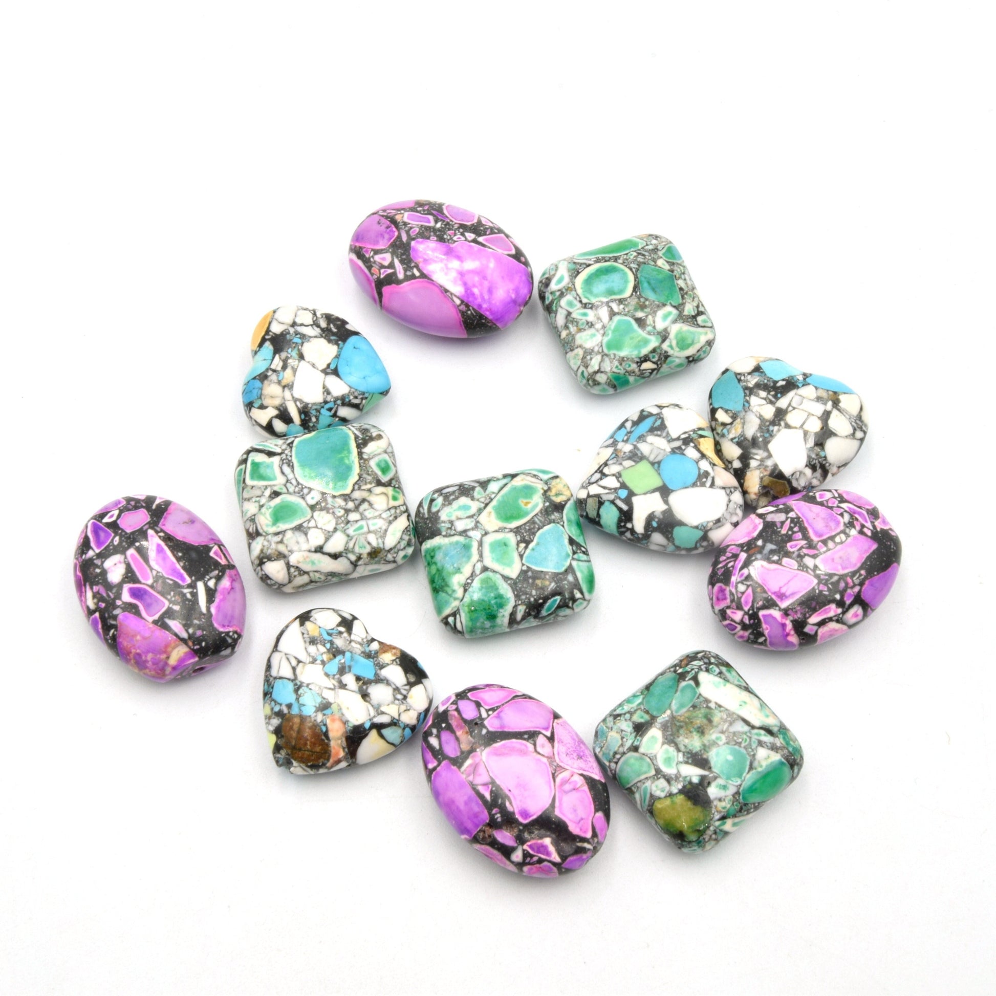 Sea Sediment Jasper Beads | Aqua Terra Jasper Shapes | Heart Bead | Oval Bead | Square Bead