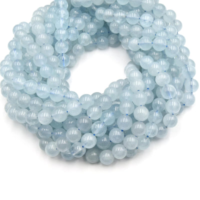 Aquamarine Beads | Round Smooth Gemstone Beads | 4mm 6mm 8mm 10mm