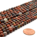 Poppy Jasper Beads | Fire Poppy Jasper | Smooth Round Natural Gemstone Beads - 6mm 8mm | Wholesale Beads