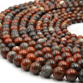 Poppy Jasper Beads | Fire Poppy Jasper | Smooth Round Natural Gemstone Beads - 6mm 8mm | Wholesale Beads