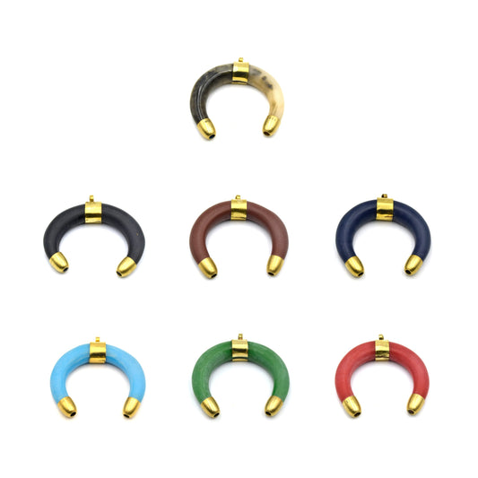 Matte Crescent Pendant | Acrylic Colored Focal Pendant |  Brown Crescent Red Crescent Blue Crescent Green Crescent Black Crescent