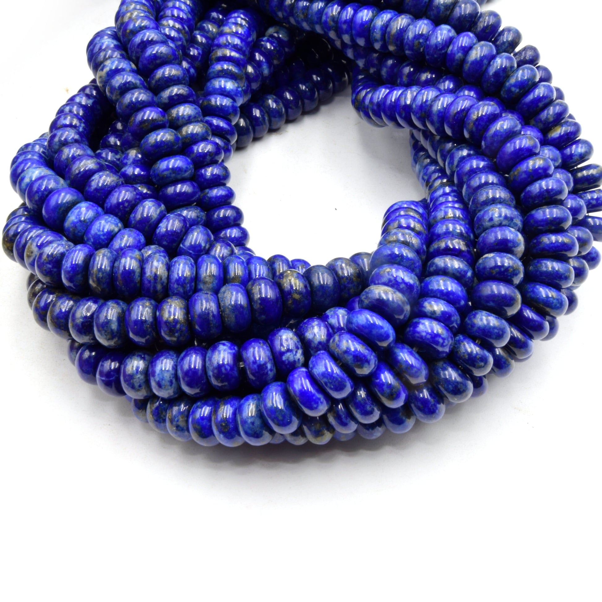 Lapis Lazuli Beads | Glossy Rondelle Natural Blue Lapis Beads | Gemstone Beads  - 5mm 6mm 8mm