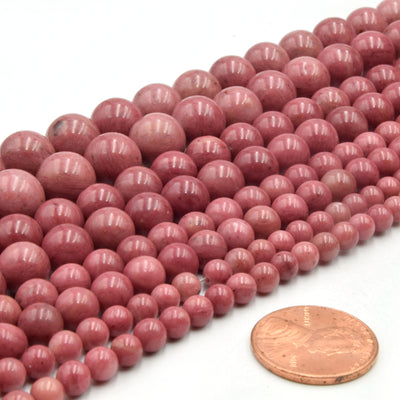 AAA Rhodonite Beads | Smooth Pink Round Natural Gemstone Beads - 4mm 6mm 8mm 10mm