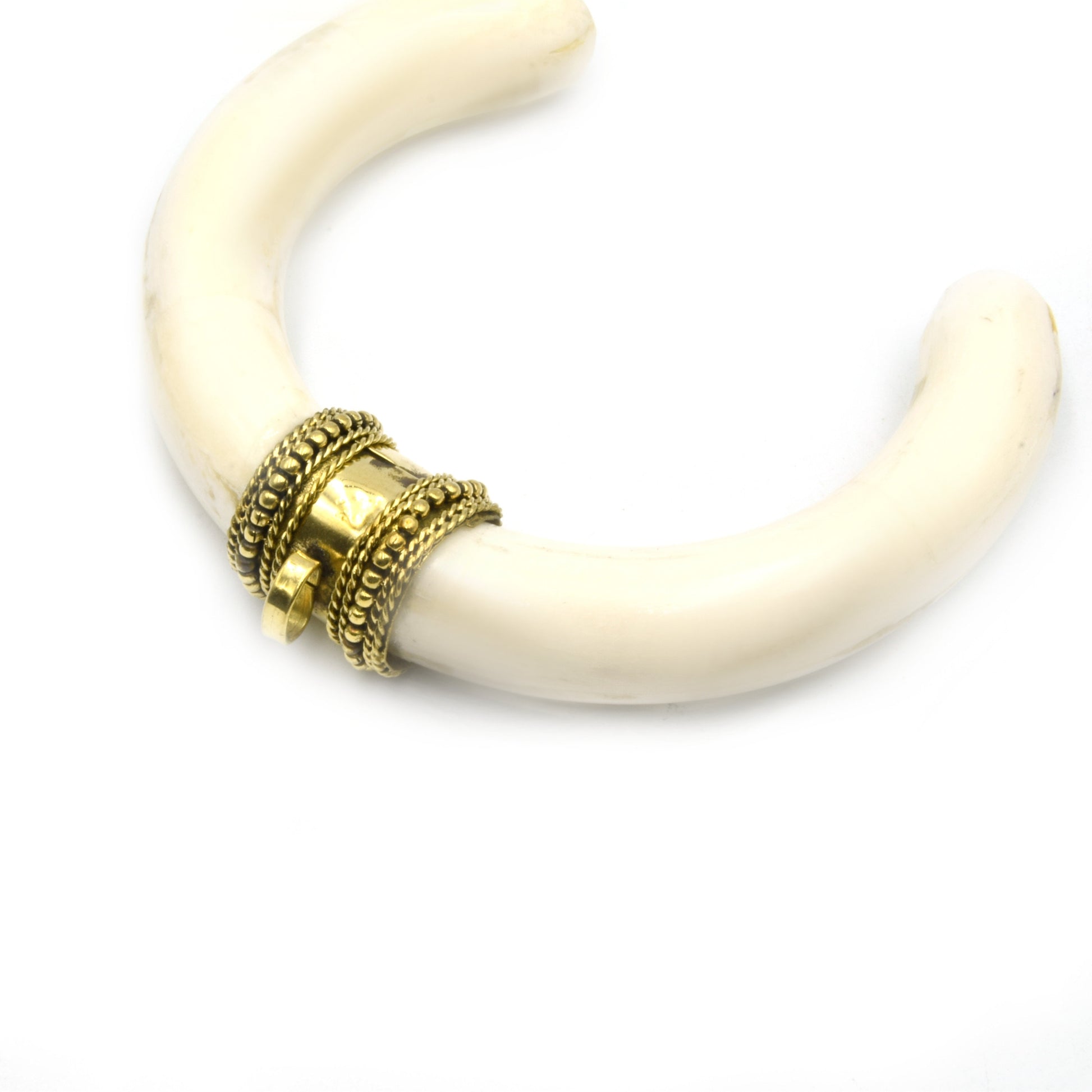 Bone Pendant | Crescent Pendant With Dotted Gold Bail | White Brown Black Crescent | Necklace Pendant | Ox Bone Focal Pendant