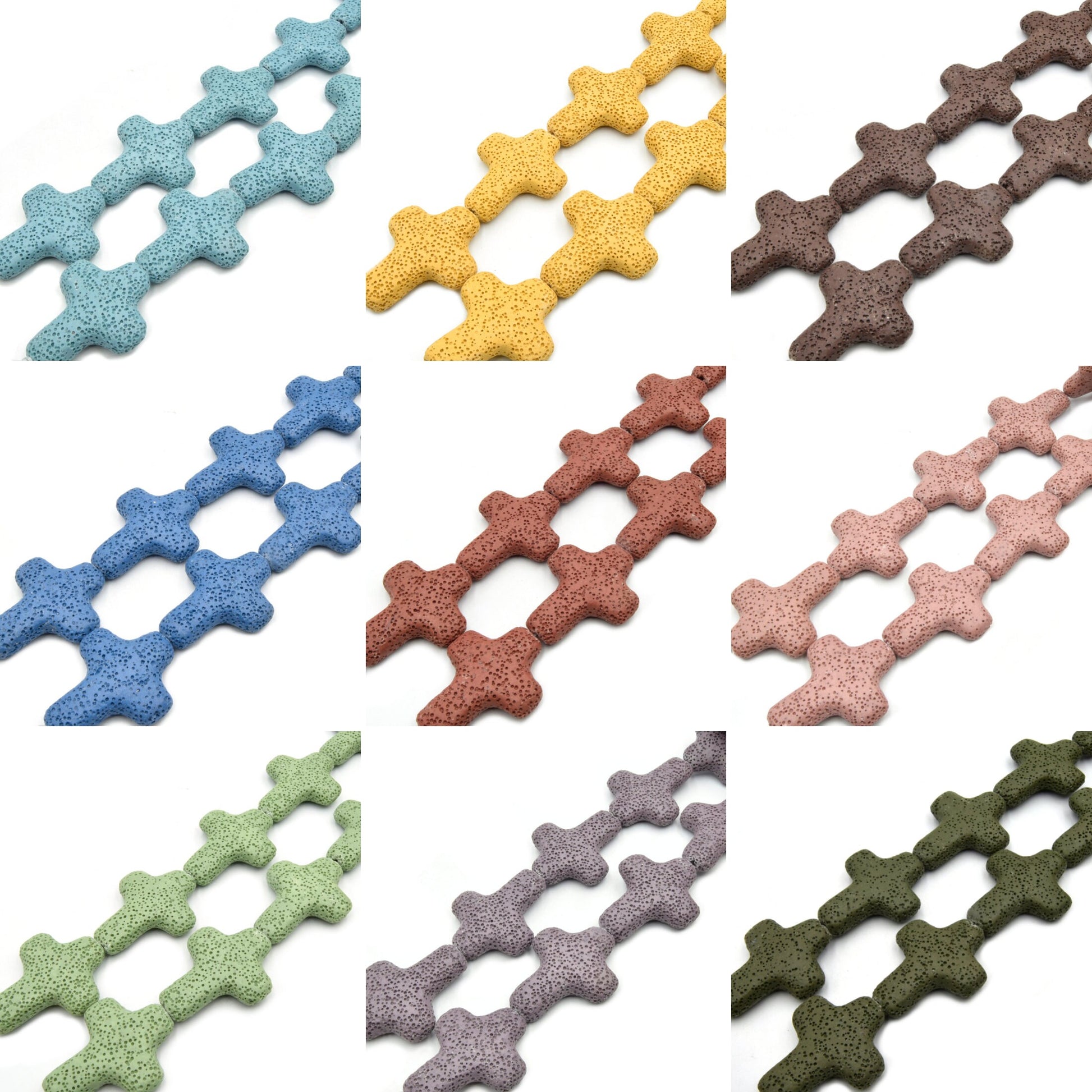 Lava Beads | Cross Shaped Beads | Essential Oil Diffuser Beads | Large Hole Beads