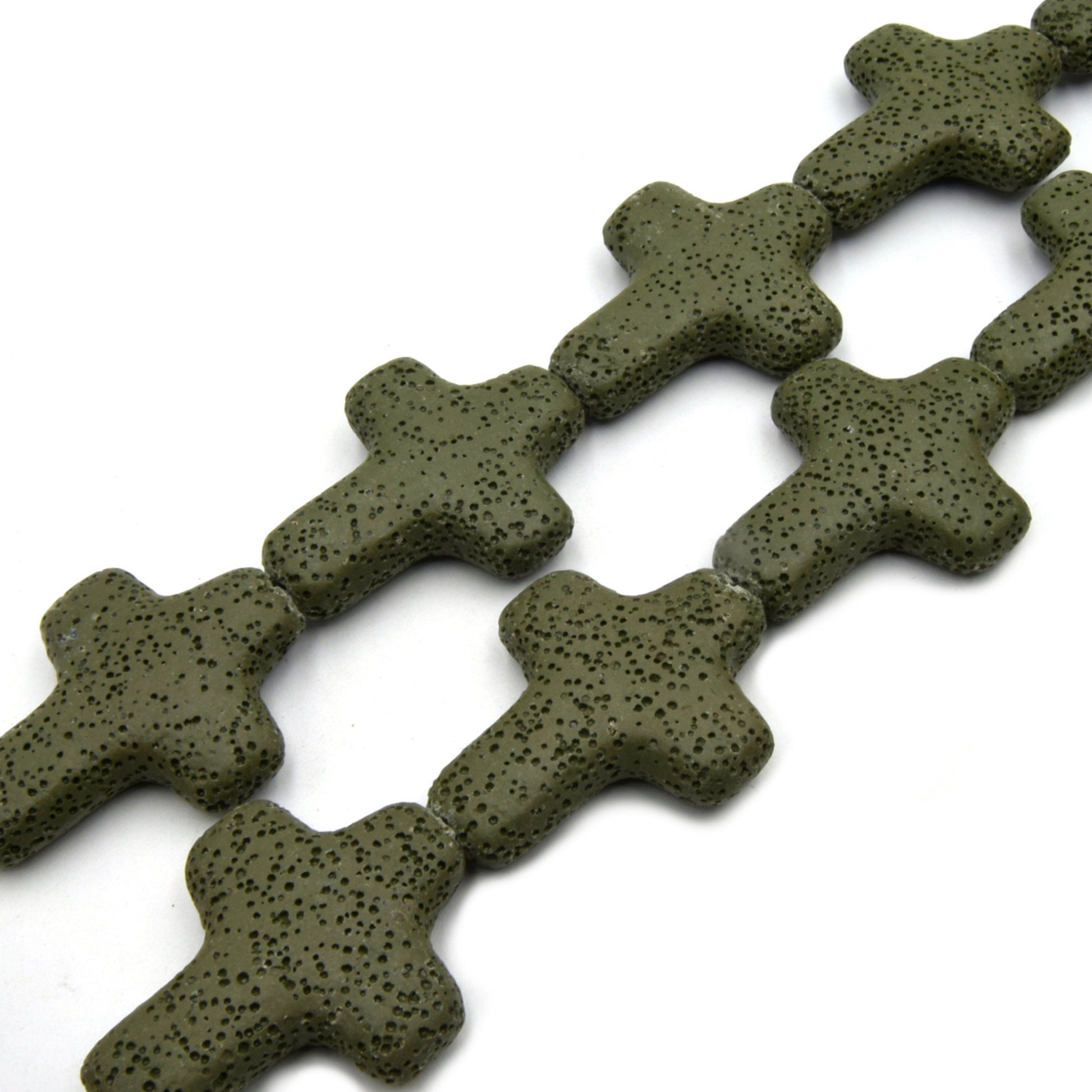 Lava Beads | Cross Shaped Beads | Essential Oil Diffuser Beads | Large Hole Beads