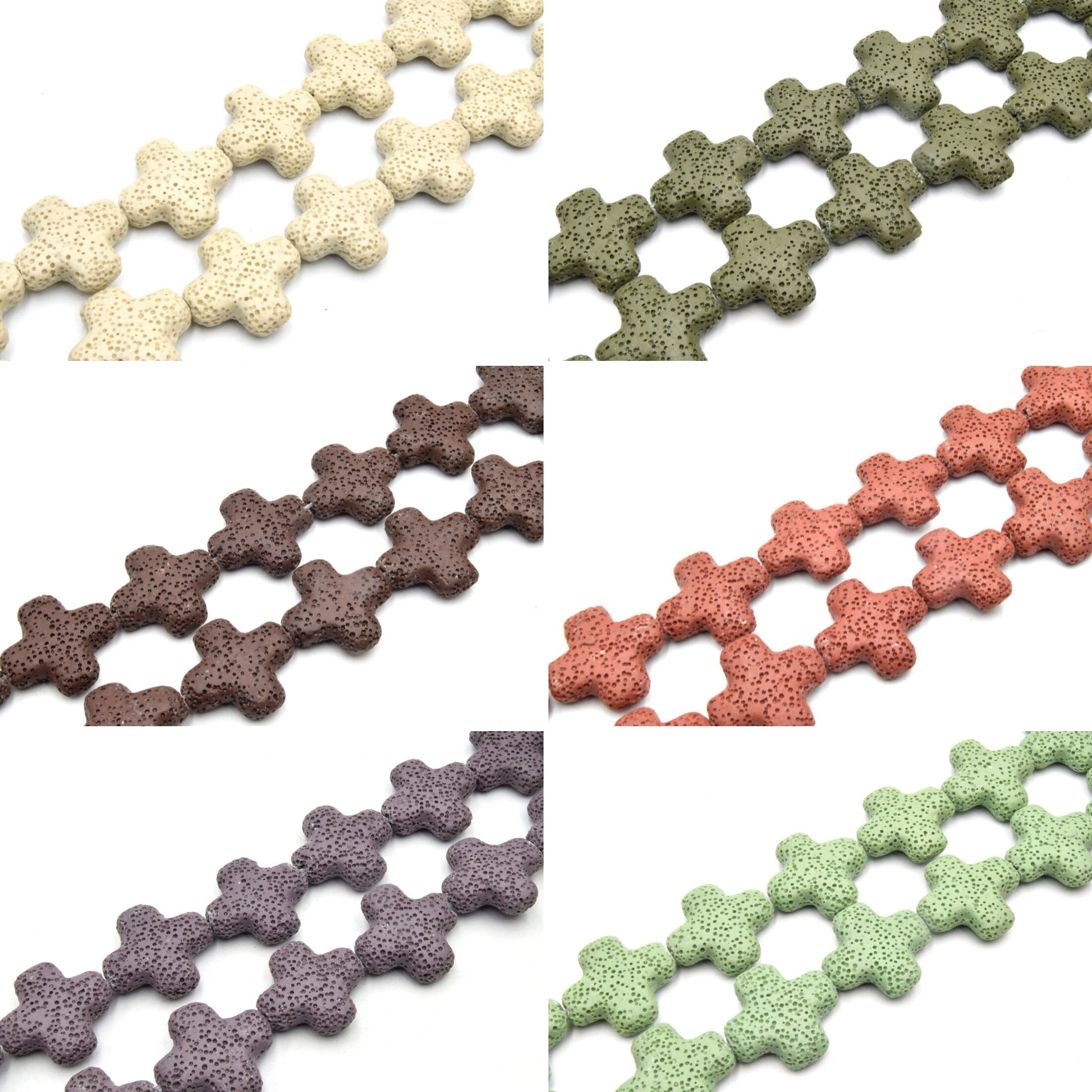 Lava Beads | Plus Cross Shaped Beads | Essential Oil Diffuser Beads 