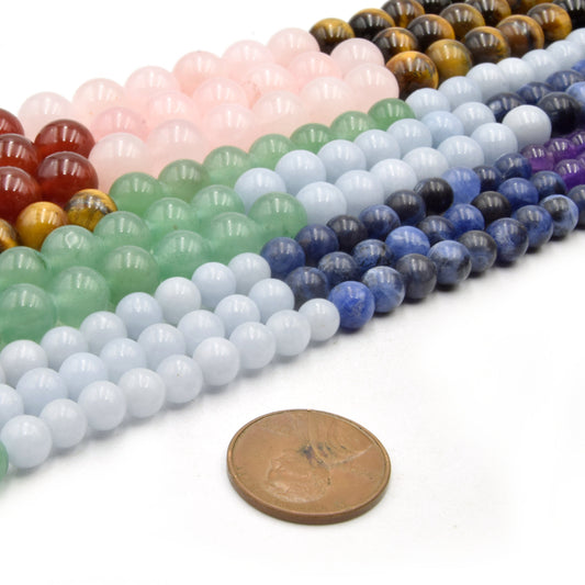Chakra Beads | Lapis Lazuli, Tiger Eye, Carnelian, Aquamarine, Aventurine, Rose Quartz, Amethyst | Mixed Gemstone Beads | 6mm, 8mm, 10mm