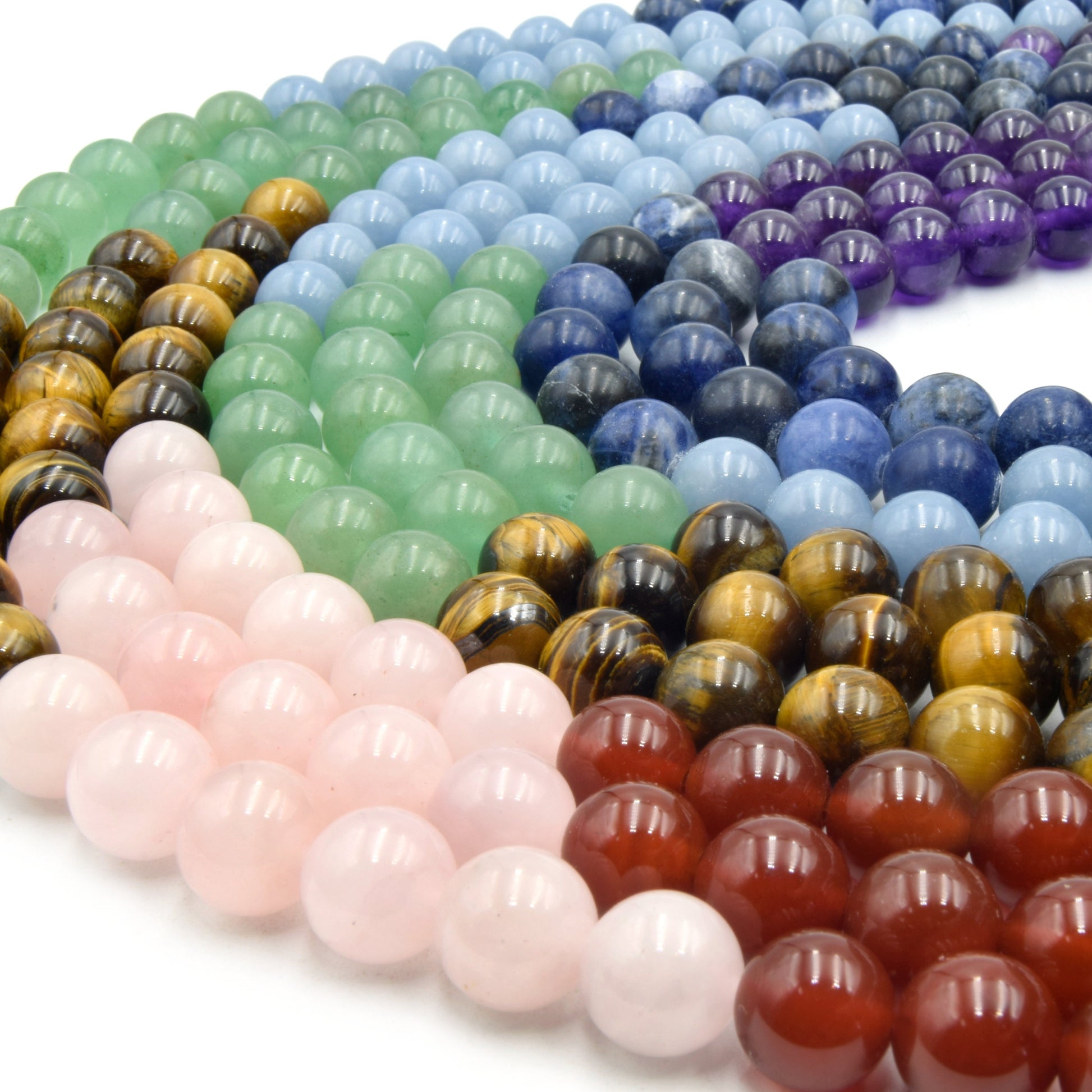 Chakra Beads | Lapis Lazuli, Tiger Eye, Carnelian, Aquamarine, Aventurine, Rose Quartz, Amethyst | Mixed Gemstone Beads | 6mm, 8mm, 10mm