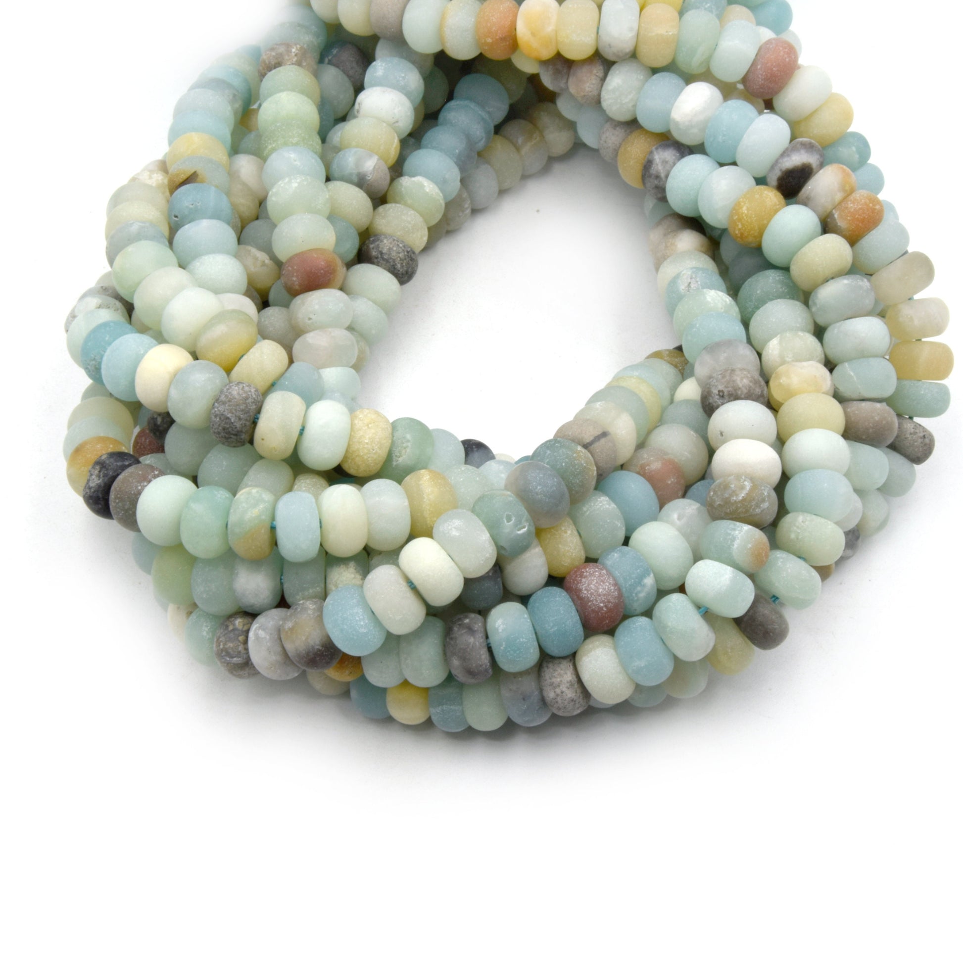Matte Amazonite Beads | Amazonite Rondelle Beads | Mixed Amazonite Beads
