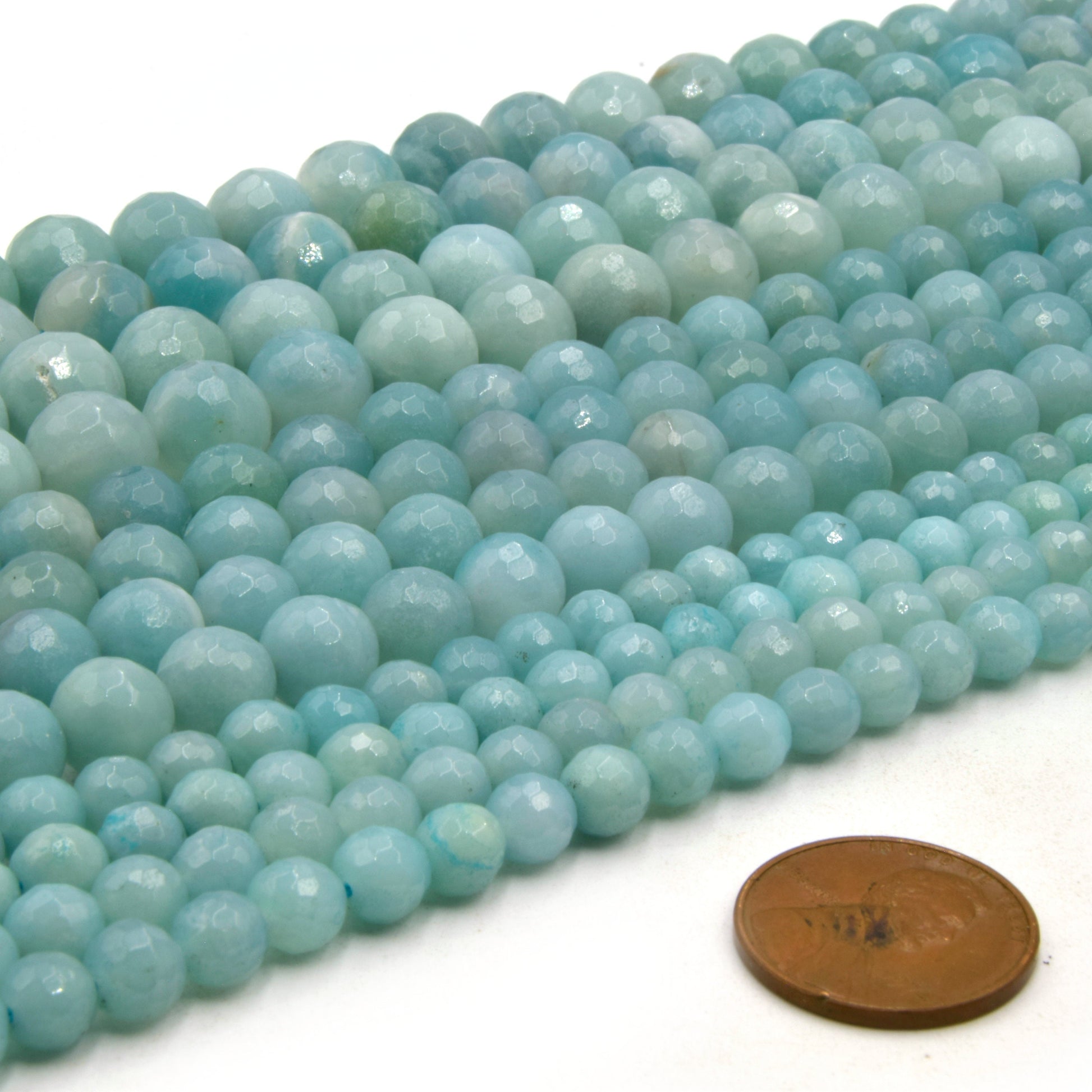 Blue Amazonite Beads | Faceted Round Natural Gemstone Beads | 6mm, 8mm, 10mm