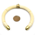 Bone Pendant | Crescent Pendant With Gold Bail And Caps | White Crescent Brown Crescent | Ox Bone Focal Pendant | Horn Crescent Pendant