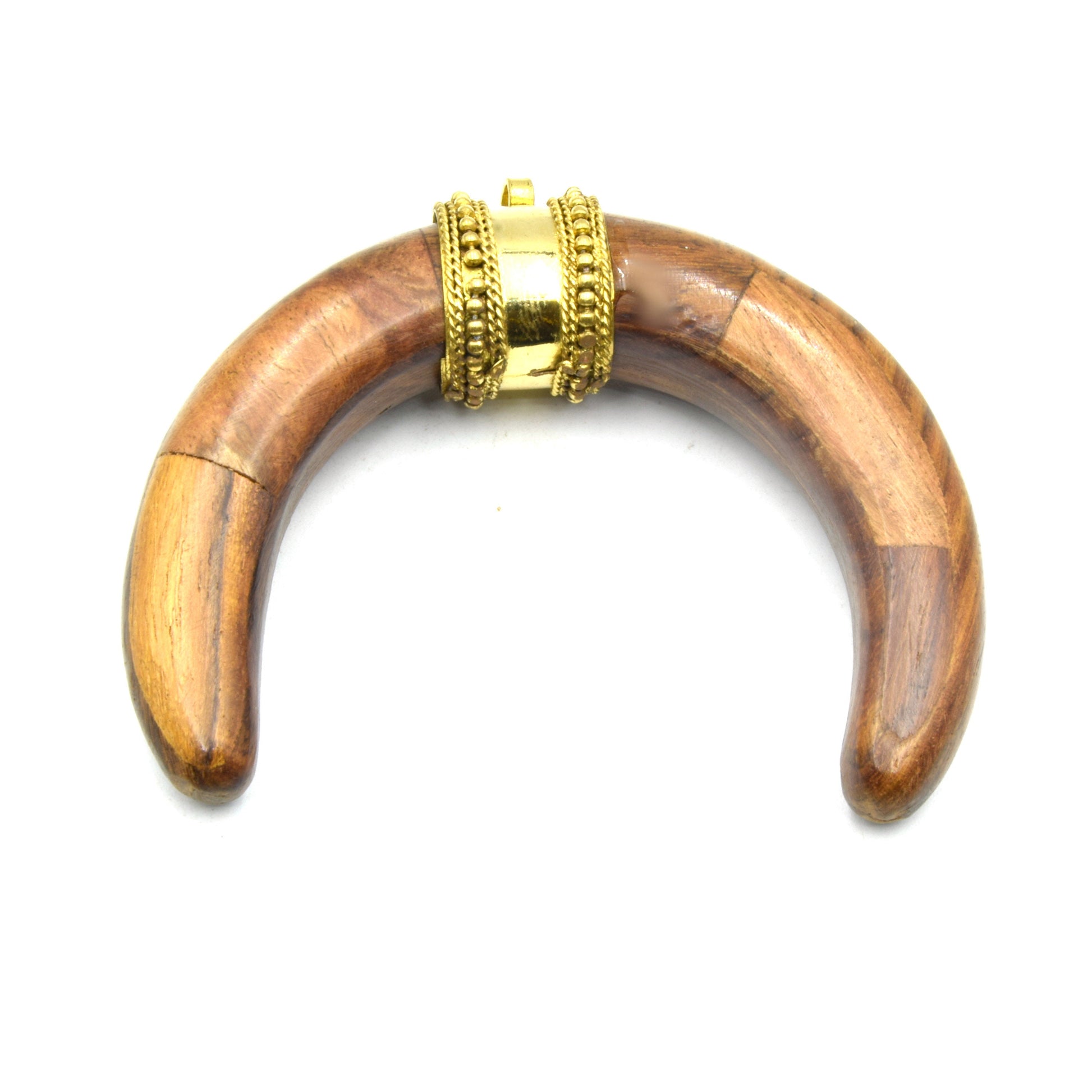 Wooden Pendant |  Brown Wooden Crescent Pendant | Focal Pendant | Flat Inner Edged Crescent, Rounded Crescent | Wood Pendant