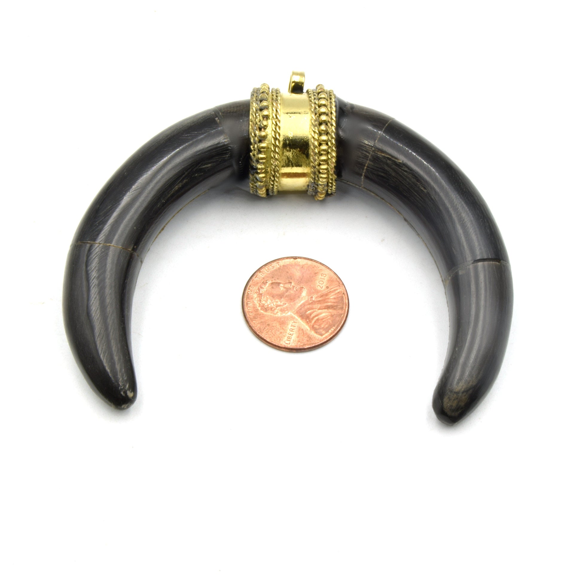 Horn Pendant | Black Horn Crescent Shaped Pendant | Focal Pendant