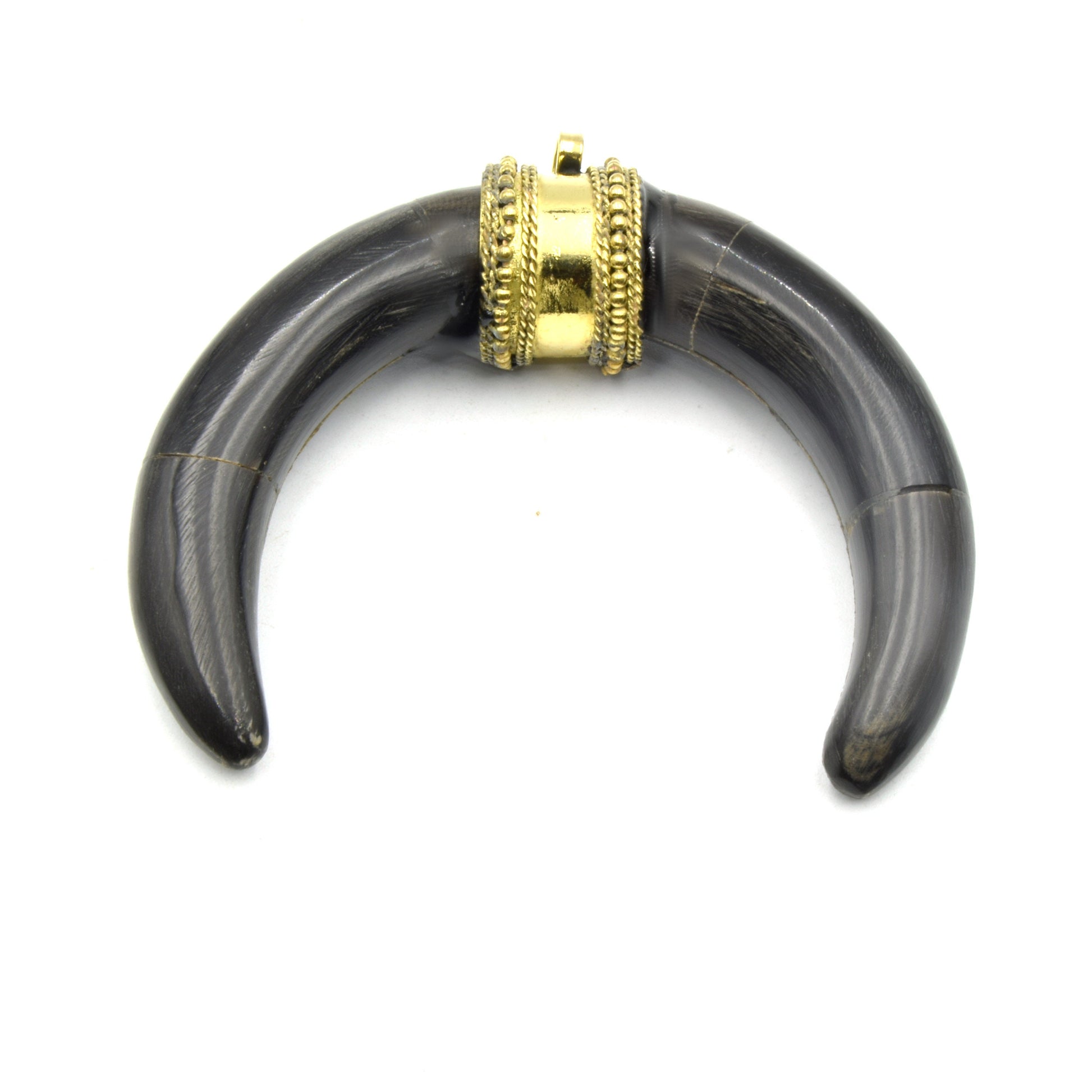 Horn Pendant | Black Horn Crescent Shaped Pendant | Focal Pendant