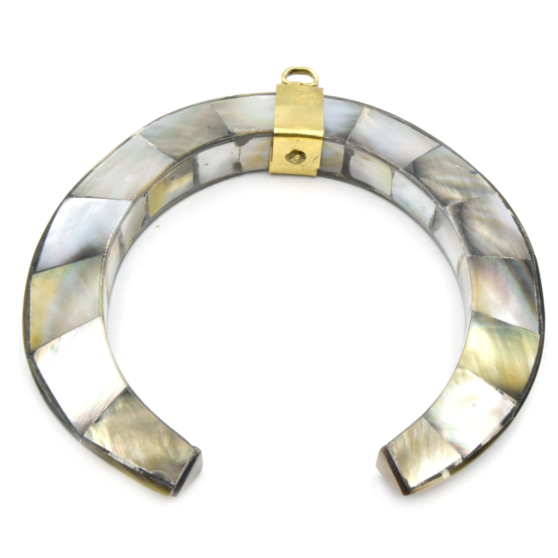 Abalone Crescent Pendant | Flat Inner Edge Abalone Shell Crescent | Focal Pendant | White Crescent Gray Crescent Rainbow Crescent