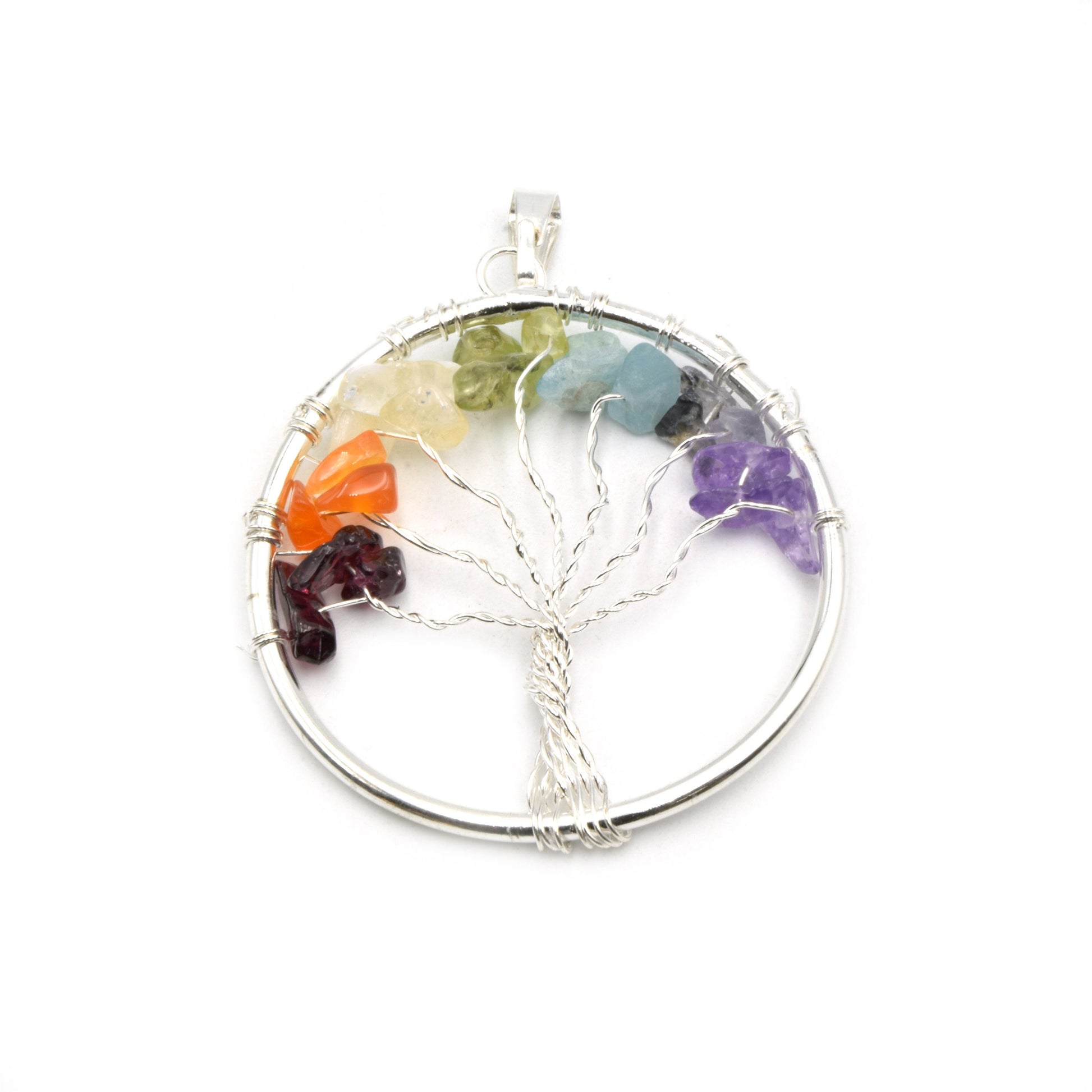 Chakra Pendant | Tree of Life Pendant | Silver Wire Wrapped Pendant | Seven Chakras | Wire Wrapped Tree Of Life