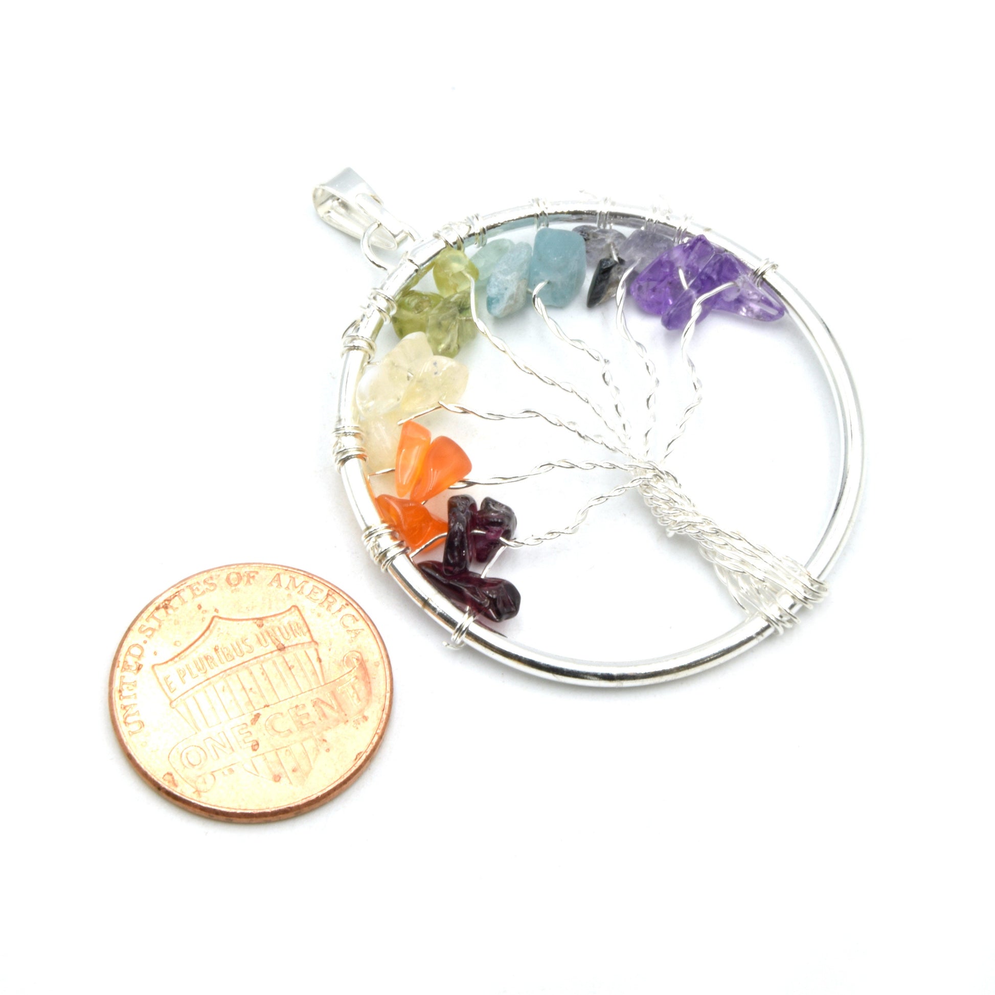Chakra Pendant | Tree of Life Pendant | Silver Wire Wrapped Pendant | Seven Chakras | Wire Wrapped Tree Of Life