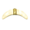 Flat Banana Crescent | Ox Bone Focal Pendant | Fancy Dotted Gold Bail | White Crescent Brown Crescent