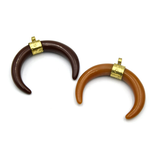 Crescent Pendant | Acrylic Colored Focal Pendant | Jewelry Components | Medium Floral Bail Crescent Charm