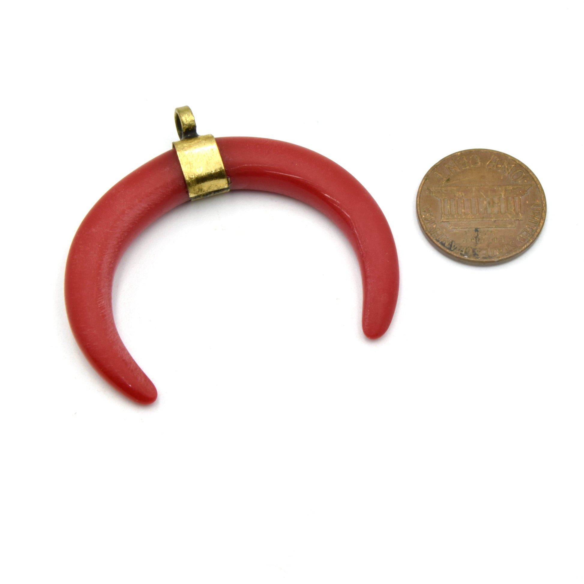 Crescent Pendant | Acrylic Colored Matte Focal Pendant | Red Crescent, Green Crescent, Blue Crescent, Brown Crescent, Tan Crescent Charms