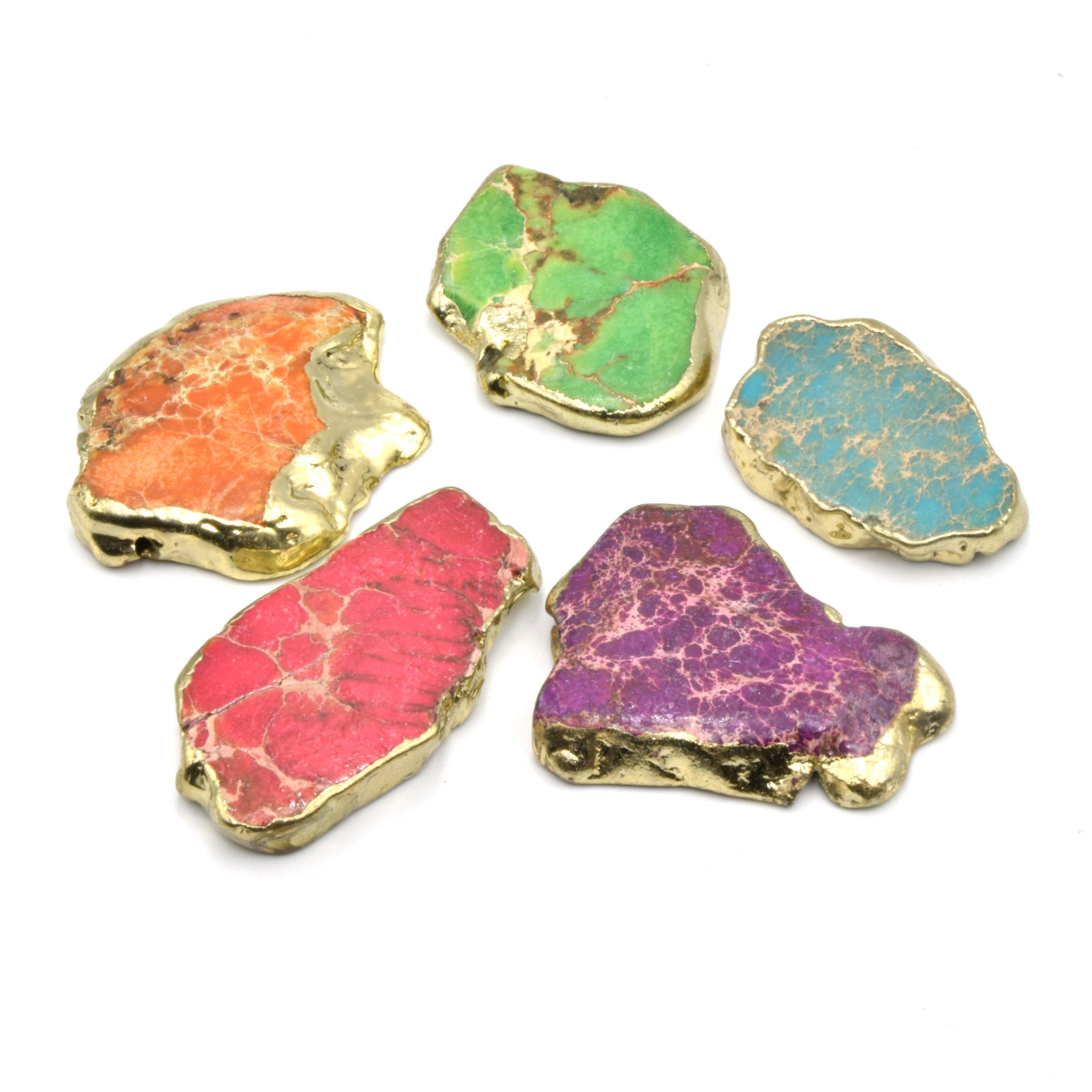 Sea Sediment Jasper Slab Beads Electroplated Jasper Beads Pink Sea Only Beads